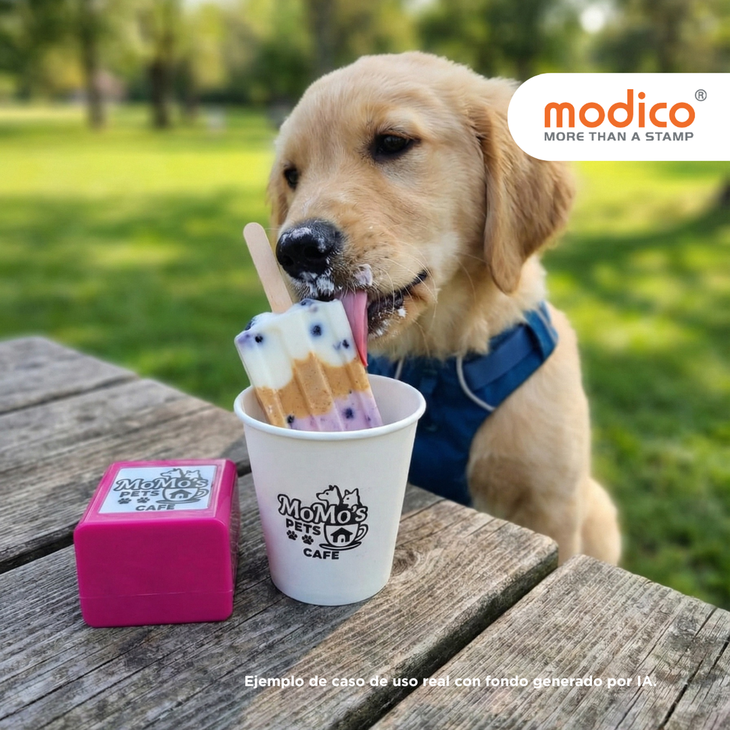 Sello para vaso o contenedor de papel - mediano (Melon 5, Negro)