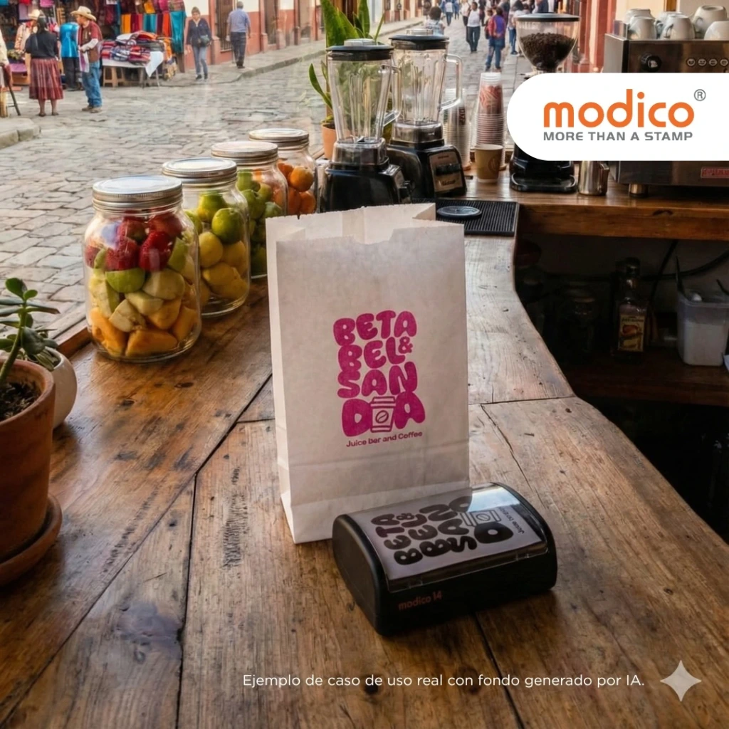 Sello para vaso o contenedor de papel - grande (Modico 10, Negro)