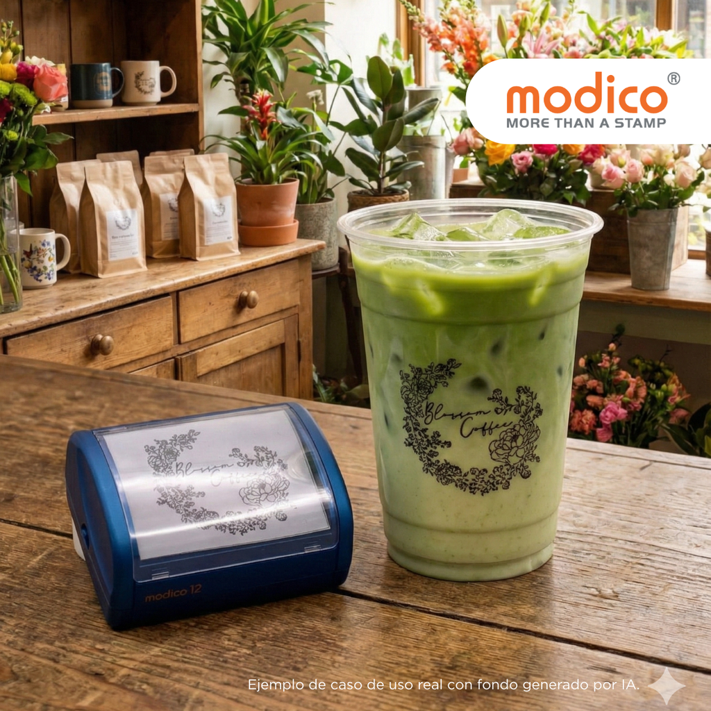 Sello para vaso o contenedor de plástico - grande (Modico 10, Negro)